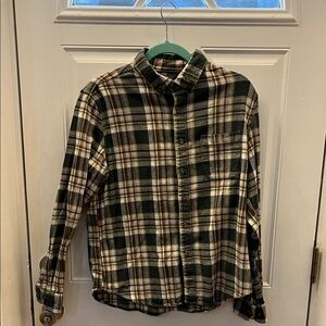 Men's Eddie Bauer Green Plaid Heavyweight Flannel Button Down Shirt